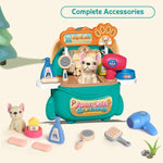 Pet Care Play Set Doctor Kit – 16 PCS Vet Toy with Puppy Carrier & Backpack