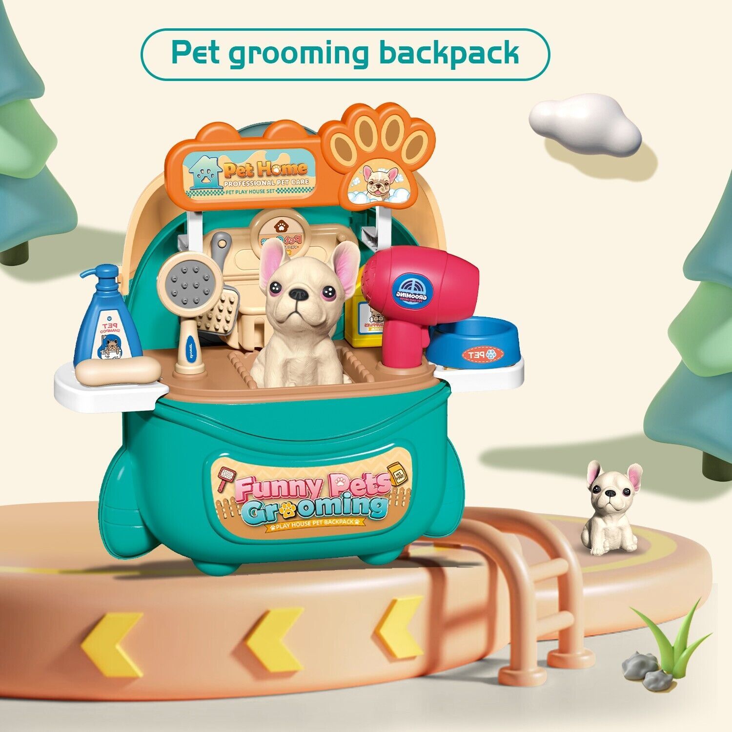 Pet Care Play Set Doctor Kit – 16 PCS Vet Toy with Puppy Carrier & Backpack
